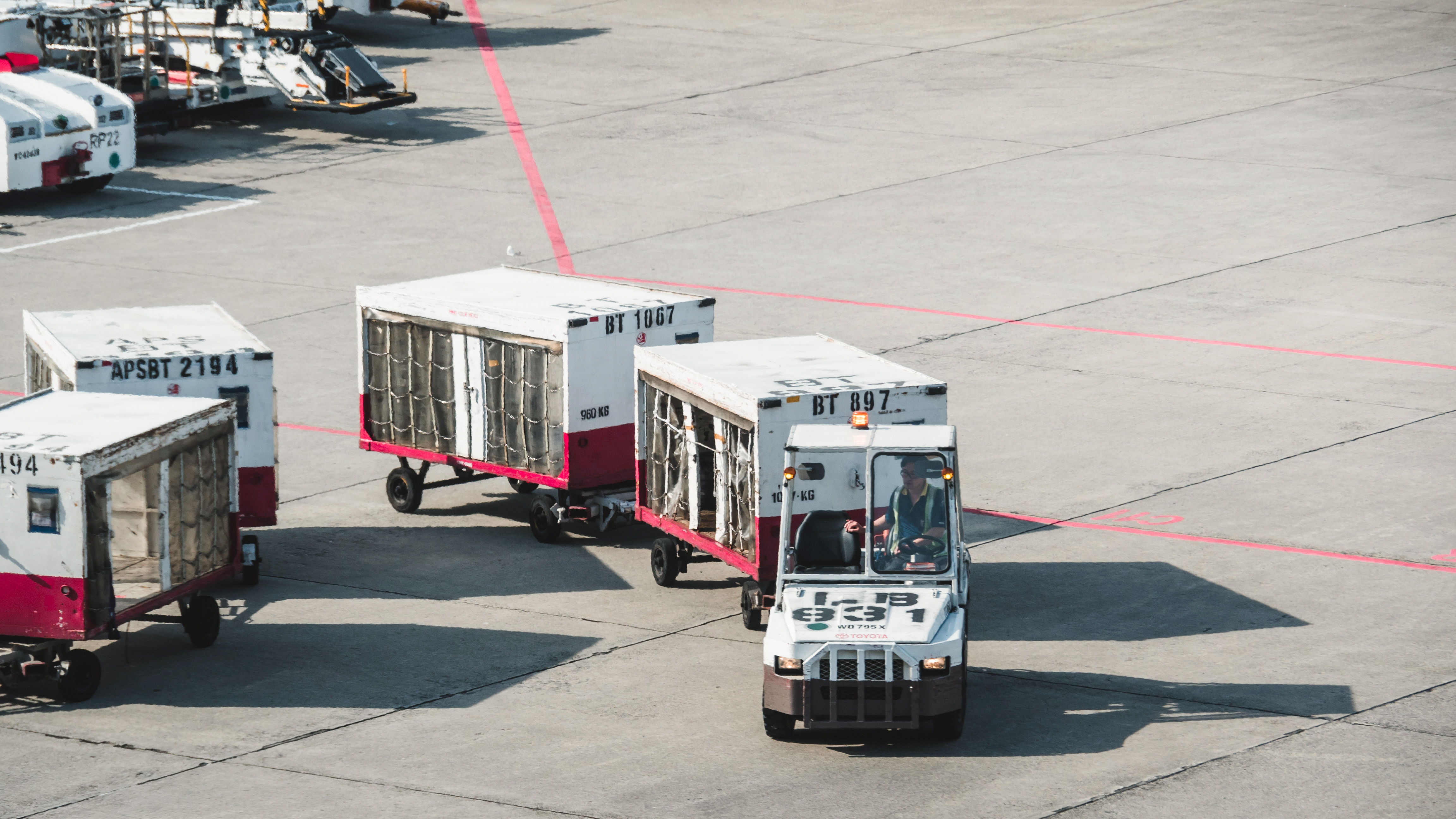 luggage cars on airport